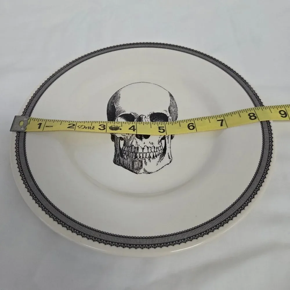 Victorian English Pottery Skull Collection Salad Plate Set (4)